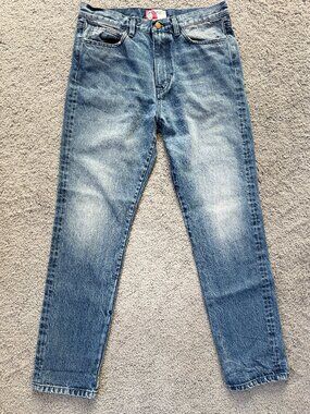 Vintage Kurabo Denim Prime Blue Tapered Jeans 33x31 High Rise Minimalist - EUC